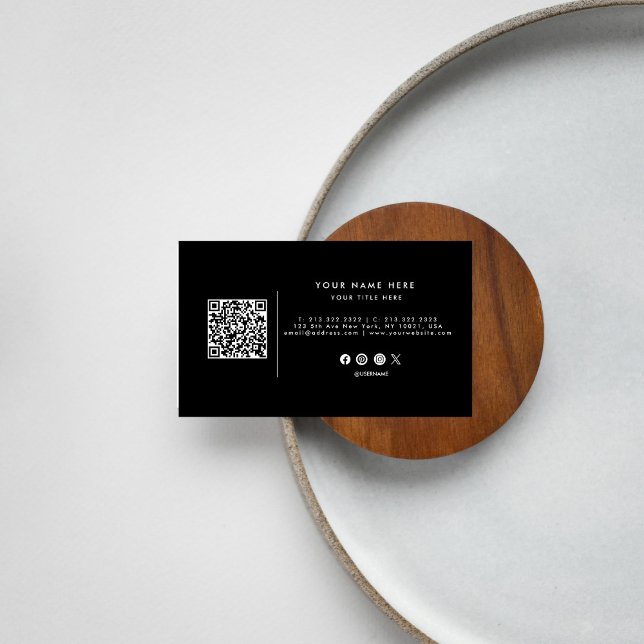 Code QR professionnel Carte de visite noir et blan (Créateur téléchargé)