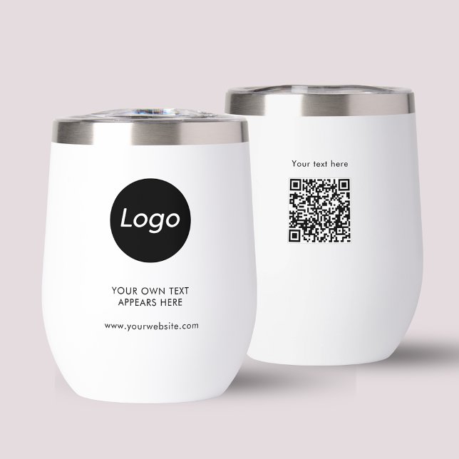 Code QR professionnel simple Logo (Logo Wine Tumbler with QR code. Just add your own logo, website, text and edit the QR code!)