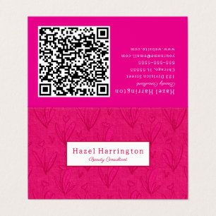 Code QR rose chaud plié Carte de visite floral
