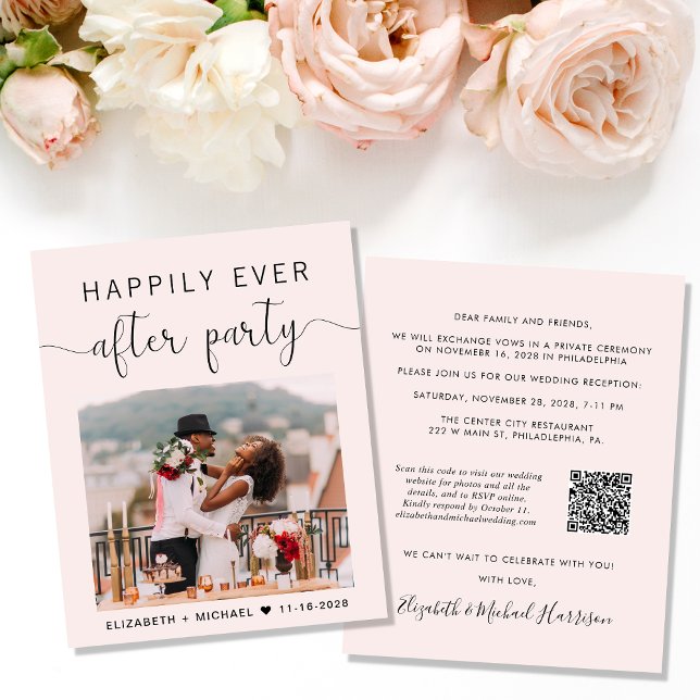 Code QR rose Photo Mariage Réception Invitation (Créateur téléchargé)