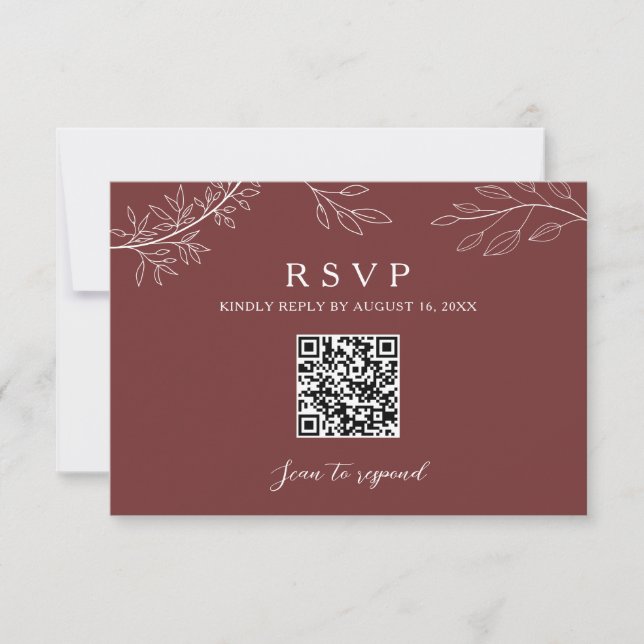 Code QR RSVP Botanique Élégant pour Mariage Terre  (Devant)