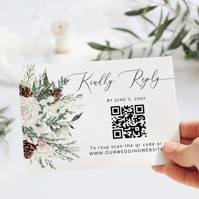 Code QR RSVP de mariage Evergreen (Créateur téléchargé)