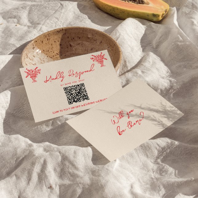Code QR RSVP de mariage unique rouge dessiné à la  (Créateur téléchargé)