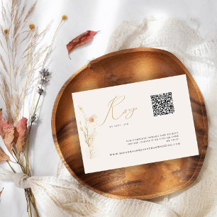 Code QR RSVP Fleurs Pressées Blush Or Romantique