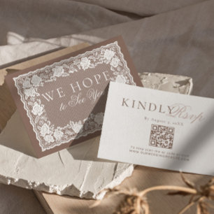Code QR RSVP Mariage Argent Vieilli Dentelle Vinta