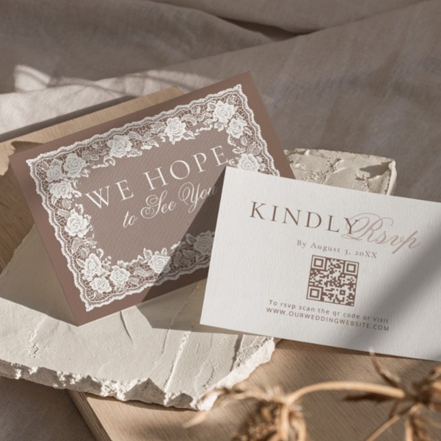 Code QR RSVP Mariage Argent Vieilli Dentelle Vinta (Créateur téléchargé)