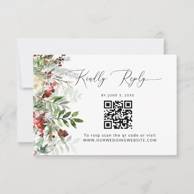 Code QR RSVP Mariage Evergreen (Devant)