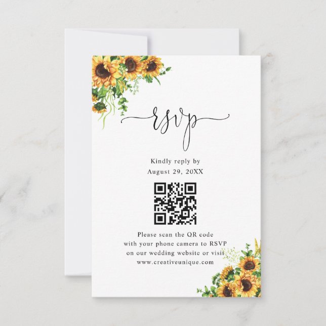 Code QR RSVP Site Web de Mariage Fleurs Jaunes  (Devant)