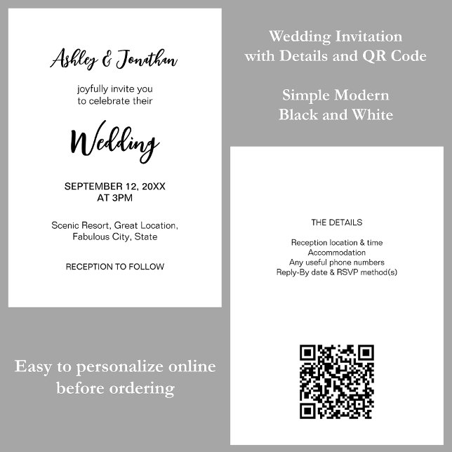 Code QR simple et moderne Faire-part de mariage RS (Créateur téléchargé)