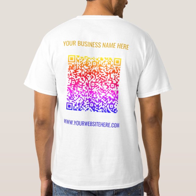 Code QR Texte personnalisé T-shirt professionnel C (Dos)