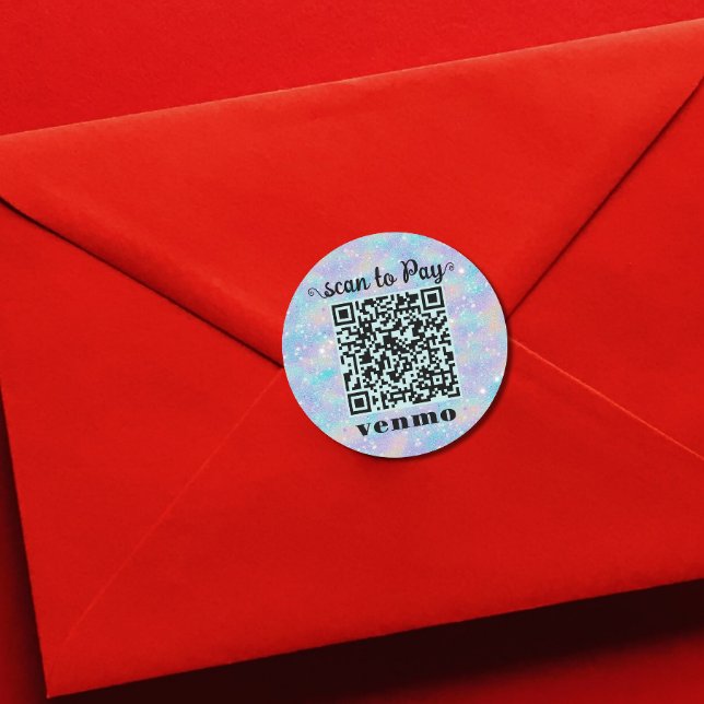 Code QR Venmo paillettes  Autocollant rond (Créateur téléchargé)