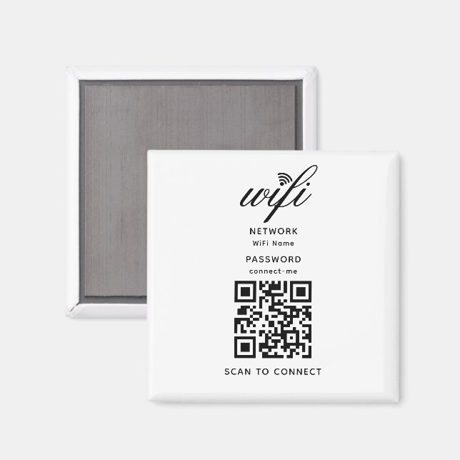 Code QR Wifi Mot de passe Internet Aimant Blanc (Recto/Verso)
