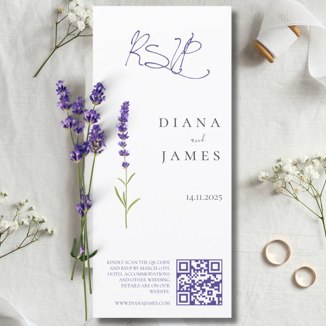 Code RSVP QR de mariage de lavande élégant (Stylish Lavender Wedding RSVP QR code)
