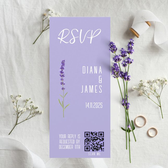 Code RSVP QR de mariage de lavande élégant (Stylish Lavender Wedding RSVP QR code)