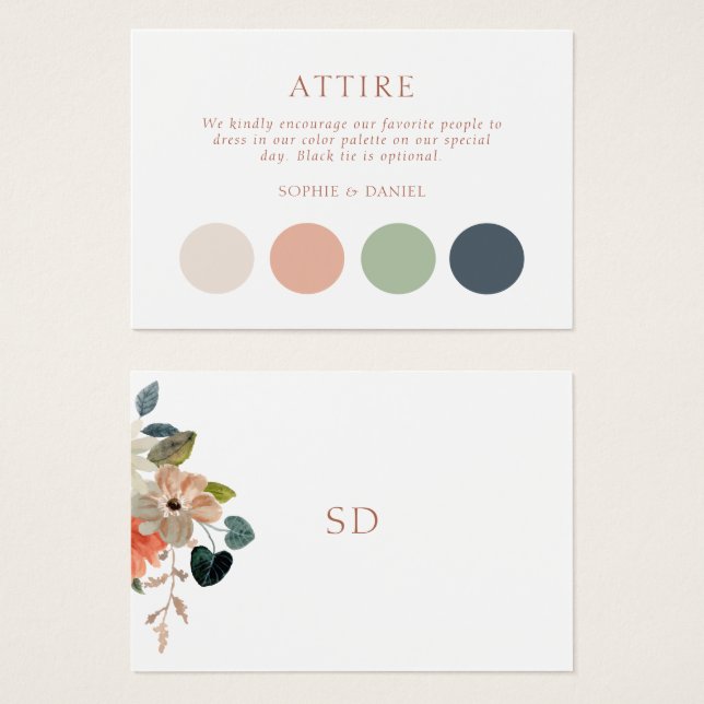 Code vestiaire Mariage floral Carte du boîtier de  (Devant & derrière)
