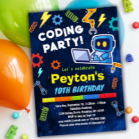 Coding Anniversaire Invitation de fête pour enfant