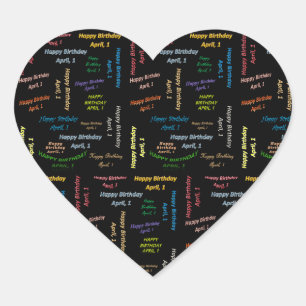 Cœur 1er avril Sticker pour l'anniversaire