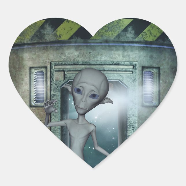 Cœur Alien Rencontre Sticker Coeur (Devant)