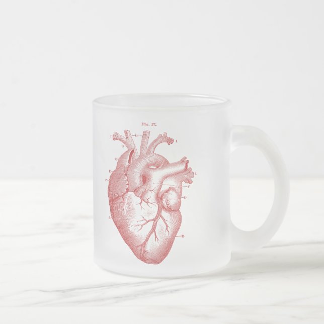 Coeur anatomique vintage Mug en verre dépoli (Droit)