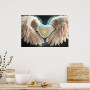 *~* Coeur Ange Blanc Ailes AP78 Poster Opal
