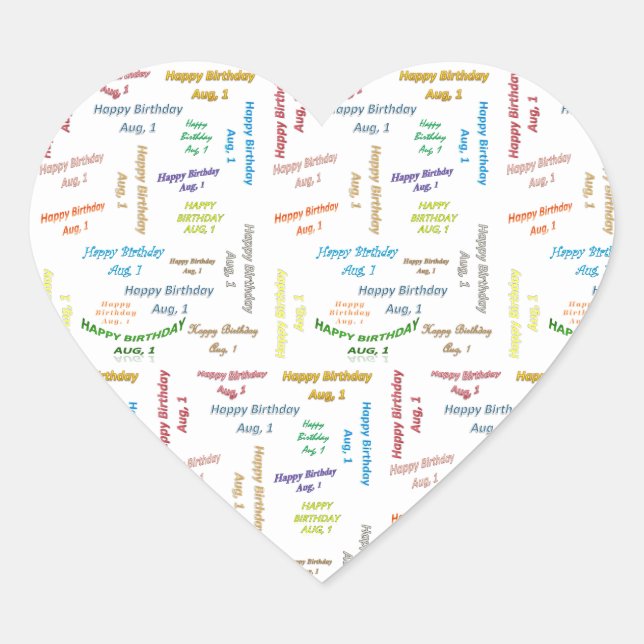 Cœur Août 1 Sticker Anniversaire (Devant)