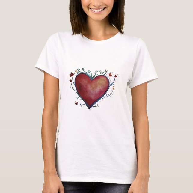 Coeur aquarelle Art T-shirt femme (Devant)
