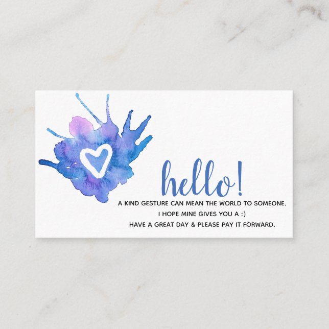 Coeur aquarelle | Payer les cartes de transfert (Devant)