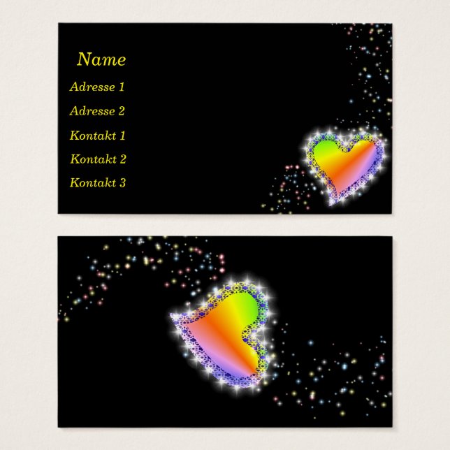Coeur arc-en-ciel avec étoiles Carte de visite (Devant & derrière)