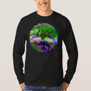 Coeur, arc-en-ciel et arbre de T-shirt de la vie