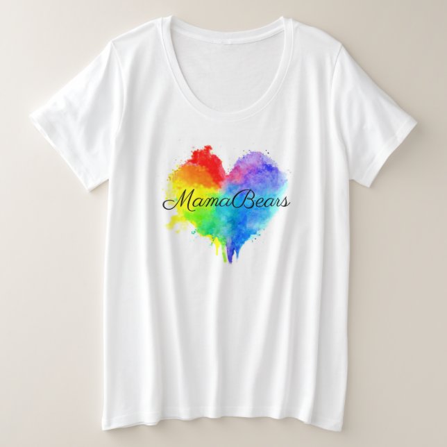 Coeur arc-en-ciel Plus Taille T Chemise (Design devant)