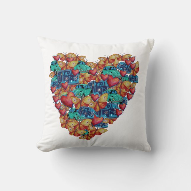 Coeur Art Coeurs Collage Coussin (Recto)