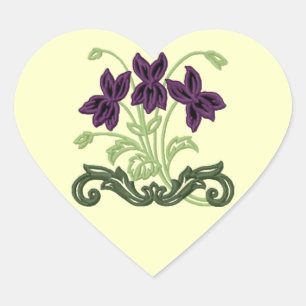 Cœur Art Déco Violets Sticker
