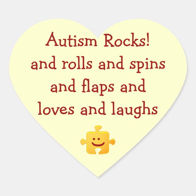 Cœur Autism Rocks Sticker (Devant)