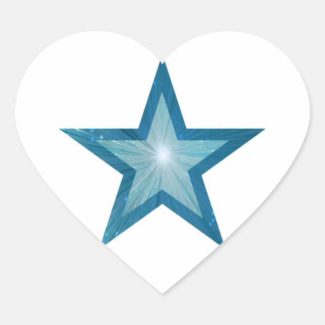 Coeur autocollant Blue Star blanc (Devant)