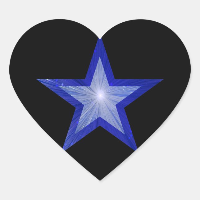 Coeur autocollant Dark Blue Star noir (Devant)