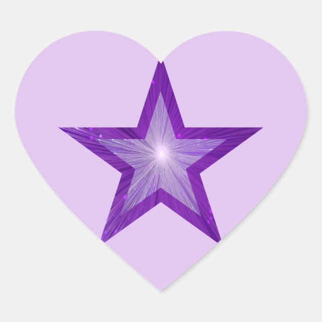 Coeur autocollant pourpre étoile pâle violet (Devant)