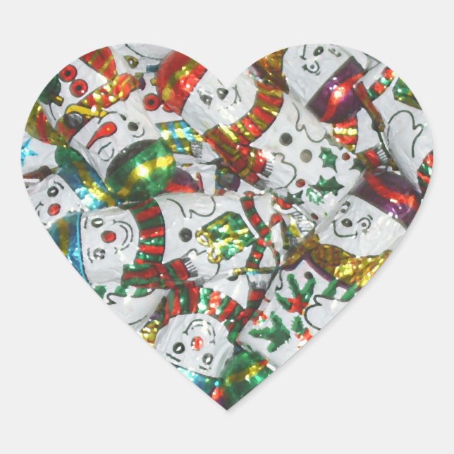 Coeur autocollant Sweet Snowmen (Devant)