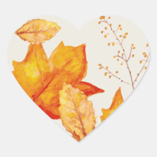 Cœur Automne Feuilles Sticker Sceller