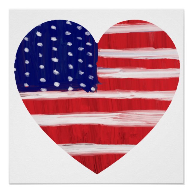 Cœur aux couleurs du drapeau  Affiche blanche (Devant)
