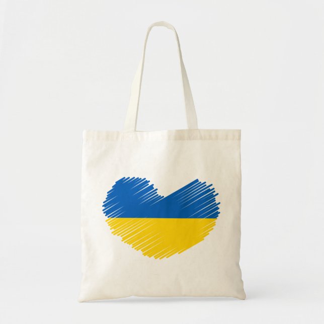 Coeur aux couleurs du drapeau ukrainien. Sac fourr (Devant)