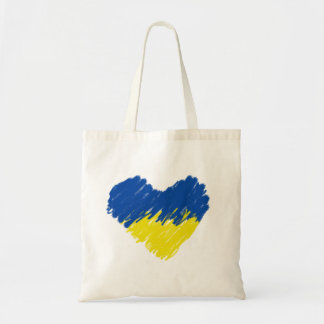 Coeur aux couleurs du drapeau ukrainien. Sac fourr