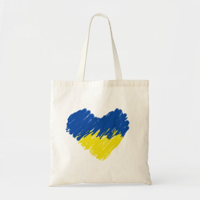 Coeur aux couleurs du drapeau ukrainien. Sac fourr (Devant)