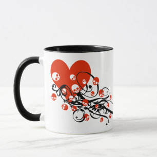 Coeur avec des crânes et des perruques Mug