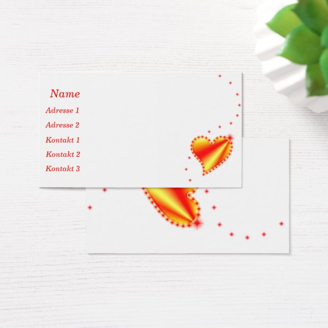 Coeur avec étoiles sur Rainbow Carte de visite (Bureau)