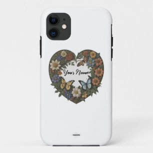 Coeur avec Flower Wreath iPhone Coque de cellule H