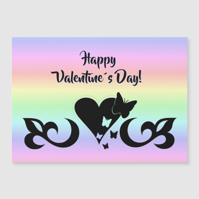 Coeur avec papillon et carte magnétique Lily (Devant)