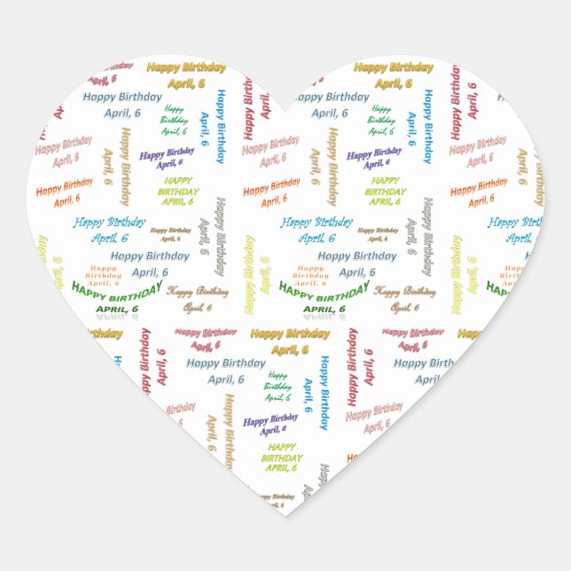 Cœur Avril 6 Anniversaire Sticker (Devant)