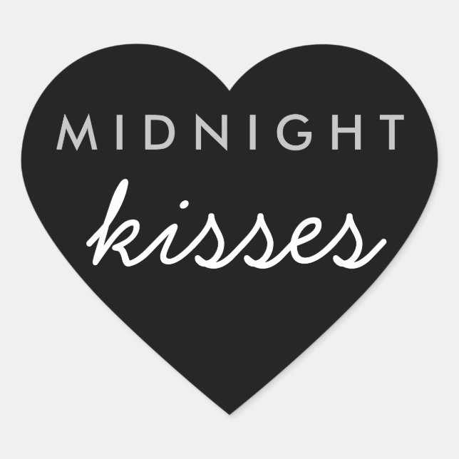 Cœur Baisers de minuit Sticker de mariage Black Silver (Devant)