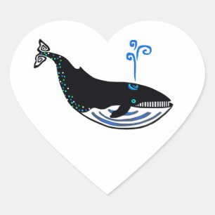 Cœur Baleine Bleue - Sticker Coeur
