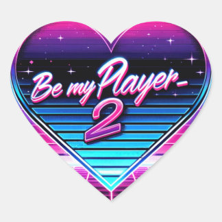 Cœur Be My Player 2 Retrowave Valentine's Day Sticker